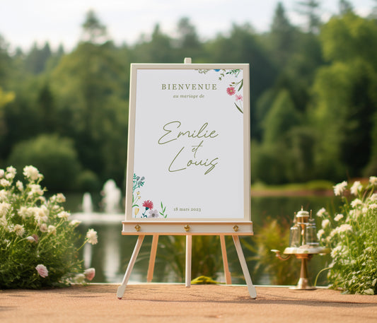 Affiche de mariage Bienvenue thème Fleurs des champs