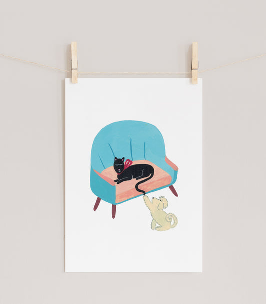 Affiche Chat sur un fauteuil